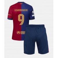 Stroje piłkarskie Barcelona Robert Lewandowski #9 Koszulka Podstawowej dla dzieci 2024-25 Krótki Rękaw (+ szorty)